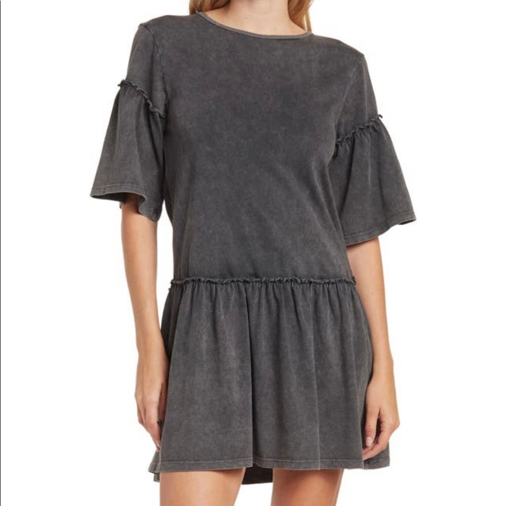 Topshop Acid Wash Frill Peplum Minidress - NWT